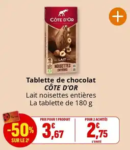 Coccinelle Supermarché Tablette de chocolat CÔTE D'OR offre