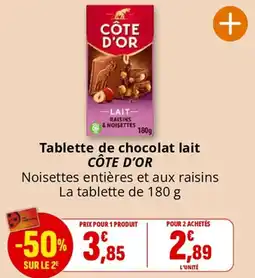 Coccinelle Supermarché Tablette de chocolat lait CÔTE D'OR offre