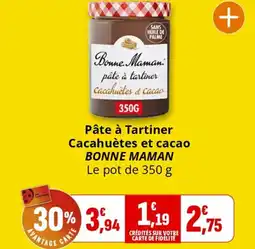 Coccinelle Supermarché Pâte à Tartiner Cacahuètes et cacao BONNE MAMAN offre