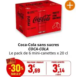 Coccinelle Supermarché Coca-Cola sans sucres COCA-COLA offre