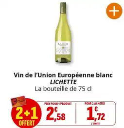 Coccinelle Supermarché Vin de l'Union Européenne blanc LICHETTE offre