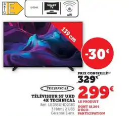 Super U Téléviseur 55' uhd 4k technical offre