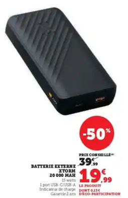 Super U Batterie externe xtorm 20 000 mah offre