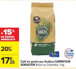 Carrefour CARREFOUR SENSATION Café en grains pur Arabica offre