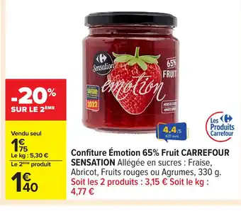 Carrefour CARREFOUR SENSATION Confiture Émotion 65% Fruit offre