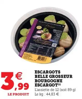 Super U Escargots Belle Grosseur Bourgogne Escargot offre