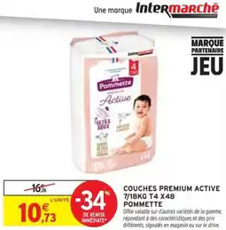 Intermarché Couches premium active 7/18kg t4 x48 pommette offre