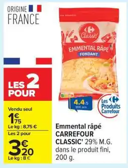 Carrefour EMMENTAL RÂPÉ CARREFOUR CLASSIC offre