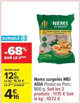 Carrefour Nems surgelés MEI ASIA Poulet ou Porc offre