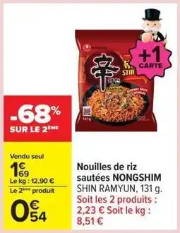 Carrefour Nouilles de riz sautées NONGSHIM SHIN RAMYUN, 131 g offre