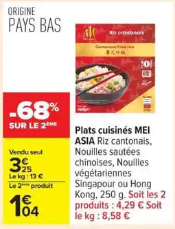 Carrefour Plats cuisinés MEI ASIA offre