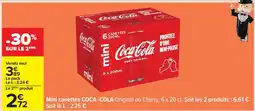Carrefour Mini canettes COCA-COLA Original ou Cherry offre