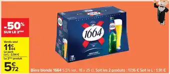 Carrefour Bière Blonde 1664 offre