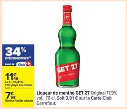 Carrefour LIQUEUR DE MENTHE 'GET 27' offre