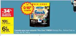 Carrefour Capsules pour lave-vaisselle Prix Choc FINISH Ultimate Plus offre