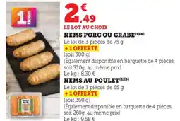 U Express Nems porc ou crabe offre