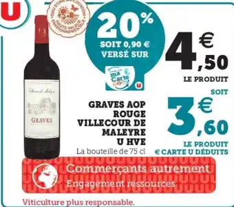 Super U Graves AOP Rouge Villecour de Maleyre U HVE offre