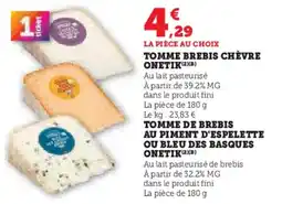 U Express Tomme brebis chèvre onetik offre