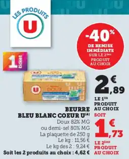 U Express Beurre bleu blanc coeur u offre