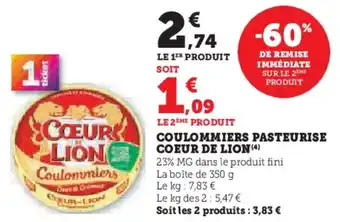 U Express Coulommiers pasteurise coeur de lion offre