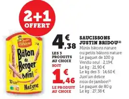 U Express Saucissons justin bridou offre