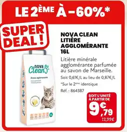 Animalis NOVA CLEAN Litière agglomérante 16L offre