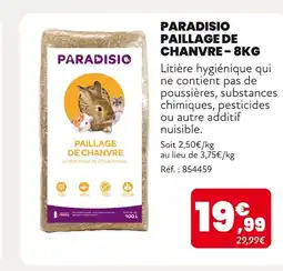Animalis PARADISIO Paillage de chanvre - 8kg offre