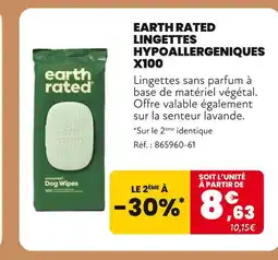 Animalis EARTH RATED Lingettes hypoallergéniques x100 offre