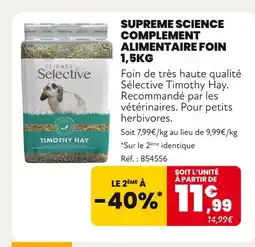 Animalis SCIENCE SELECTIVE Complement Alimentaire Foin 1,5kg offre