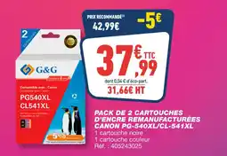 Bureau Vallée G&G Pack de 2 cartouches d'encre remanufacturées Canon PG-540XL/CL-541XL offre