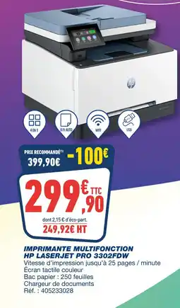 Bureau Vallée HP Imprimante Multifonction LaserJet Pro 3302FDW offre