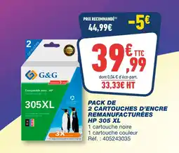 Bureau Vallée HP Pack de 2 Cartouches d'encre remanufacturées 305XL offre