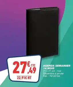 Bureau Vallée Agenda Semainier 14 Mois offre
