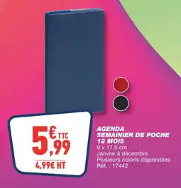Bureau Vallée Agenda Semainier de Poche 12 Mois offre