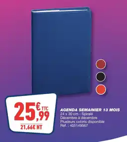 Bureau Vallée Agenda Semainier 13 Mois offre