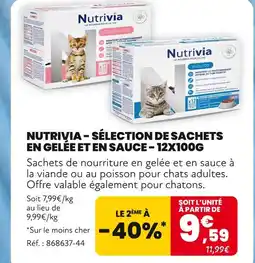 Animalis NUTRIVIA Sélection de sachets en gelée et en sauce - 12x100g offre