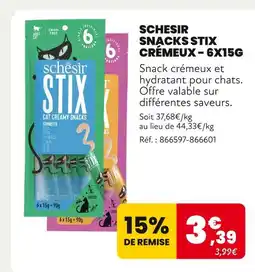 Animalis Schesir Snacks Stix crémeux – 6x15g offre