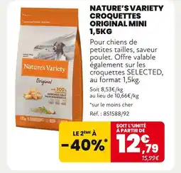 Animalis NATURE’S VARIETY Croquettes Original Mini 1,5kg offre