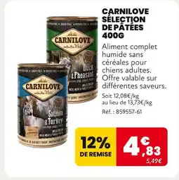 Animalis CARNILOVE Sélection de pâtées 400g offre
