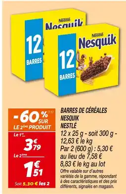 Netto Nestlé Barres de céréales Nesquik offre