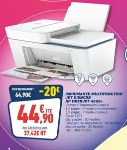 Bureau Vallée HP Imprimante multifonction jet d’encre DeskJet 4222e offre