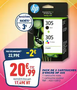 Bureau Vallée HP Pack de 2 cartouches d'encre 305 offre