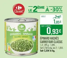 Match Épinard hachés carrefour classic offre