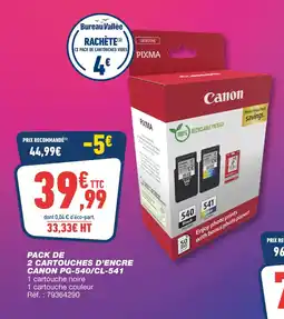 Bureau Vallée Canon Pack de 2 cartouches d'encre PG-540/CL-541 offre