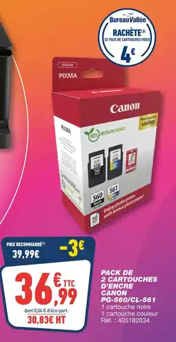 Bureau Vallée Canon Pack de 2 cartouches d'encre PG-560/CL-561 offre