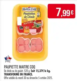 Match Paupiette maitre coq offre