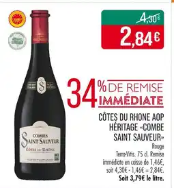 Match Côtes du rhône AOP héritage combe saint sauveur offre