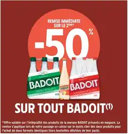 Intermarché BADOIT -50% remise immédiate sur le 2ème sur tout badoit offre
