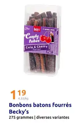 Action Candy - bonbons batons fourrés offre