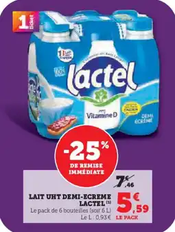Super U Lait uht demi-ecreme lactel offre